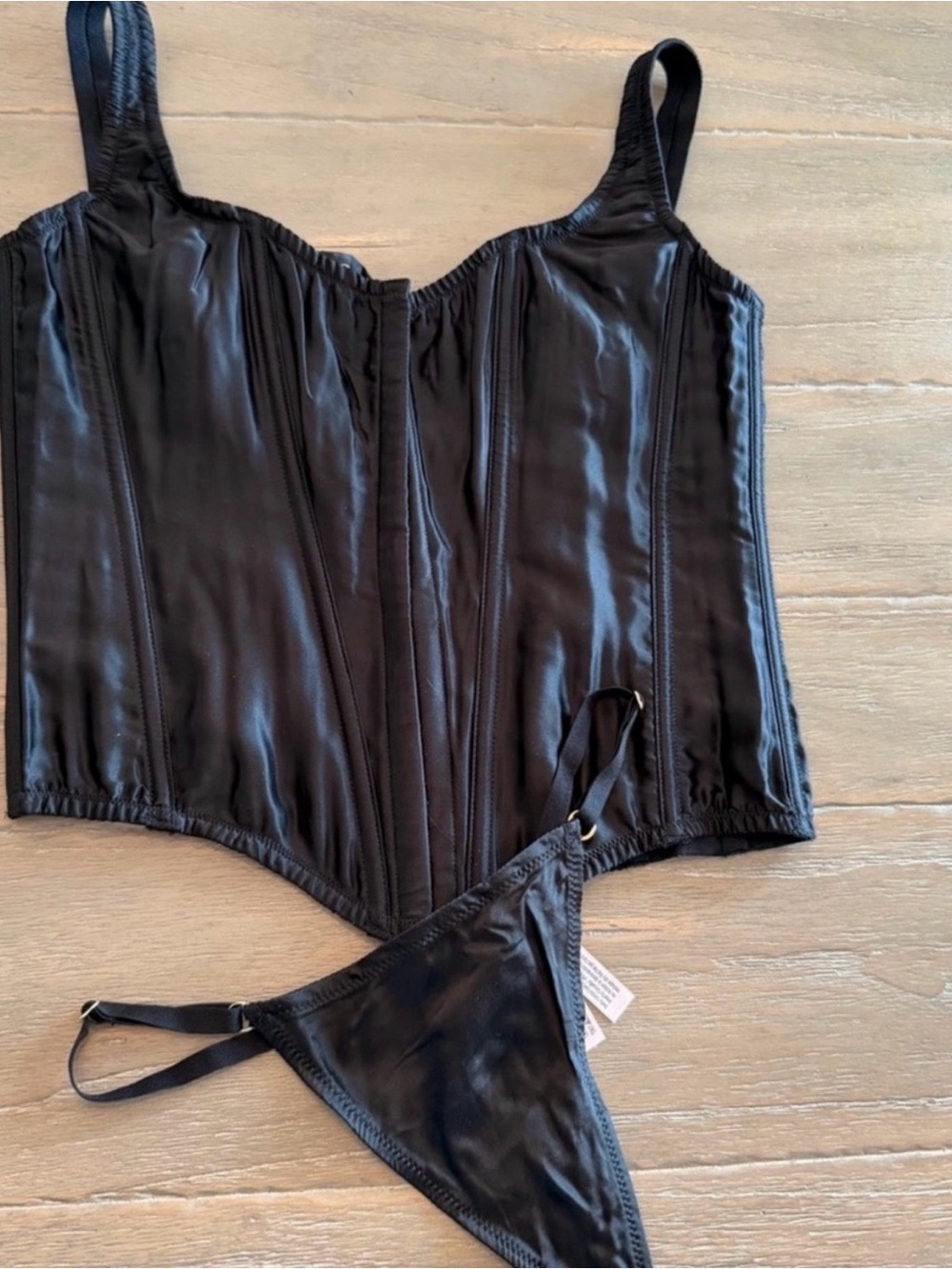 Victoria's Secret Black Satin Corset Bodysuit - Picture 4 of 10